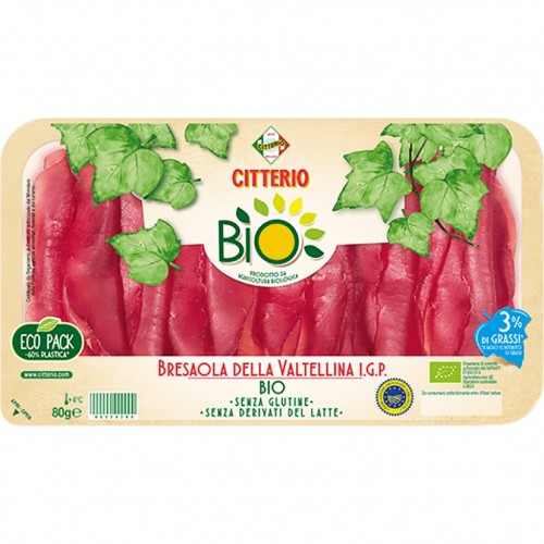 Βιολογικό αλλαντικό Μπρεσαολα Bresaola φέτες, χωρίς γλουτένη & χωρίς λακτόζη 80gr Citterio