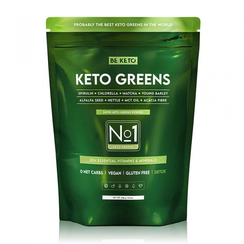 Μιξ υπετροφων SUPER KETO GREENS POWDER No 1 χωρίς υδατάνθρακες, Vegan, χωρίς γλουτενη, DETOX 250gr BE KETO