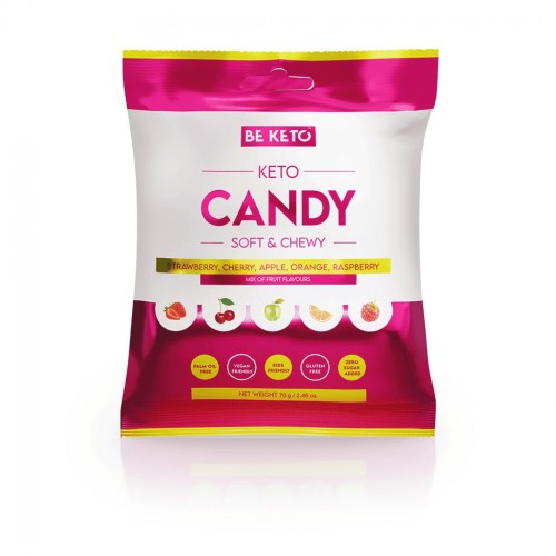 Καραμέλες mix fruit χωρίς φοινικελαιο Vegan, χωρίς ζάχαρη & χωρίς γλουτενη Keto & kids friendly VEGAN 70gr BE KETO
