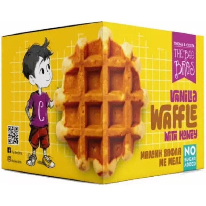 Βαφλες βανίλια με μέλι χωρίς ζάχαρη (4 ατομικές συσκευασίες) 120gr Bee bros