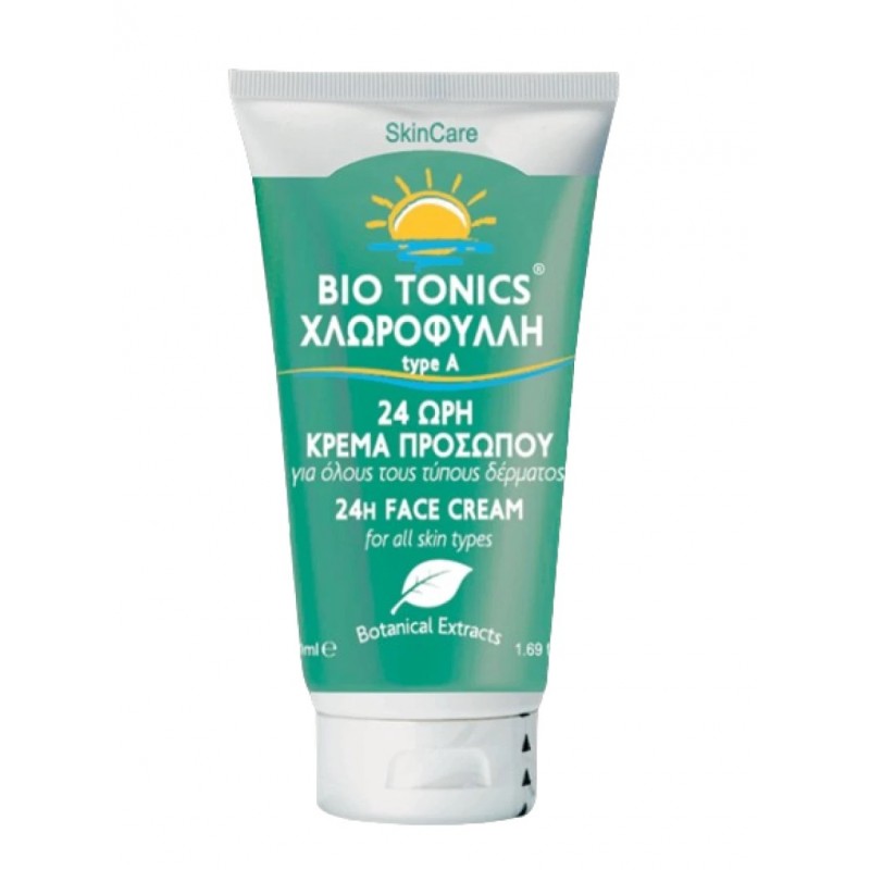 Κρέμα προσώπου 24ωρη Χλωροφύλλη type A για όλους τους τύπους δέρματος 50ml Bio Tonics 