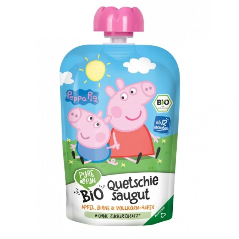 Βιολογικός Πουρές Φρούτων παιδικός με βρώμη Χωρίς ζάχαρη από 12 μηνών “Peppa” 100gr Disney