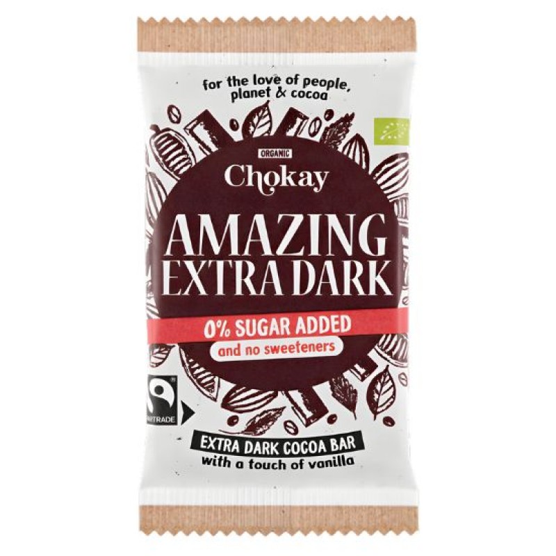 Βιολογική σοκολάτα μαύρη χωρίς ζάχαρη γλυκαντικά & χωρίς γλουτένη Vegan 70gr Chokay