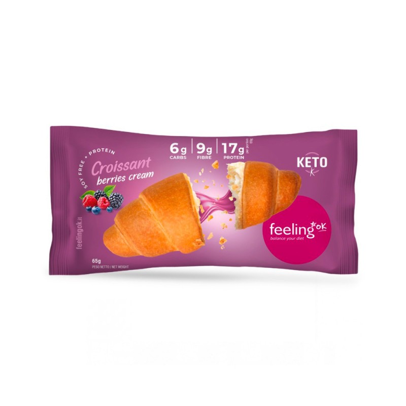 Πρωτεϊνικό  Κρουασάν με γέμιση κρέμα φρούτα του δάσους Keto Feelingok 65gr