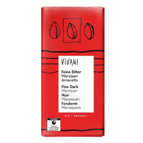 Βιολογική σοκολάτα μαύρη με γέμιση Marzipan & Amaretto 100gr Vivani