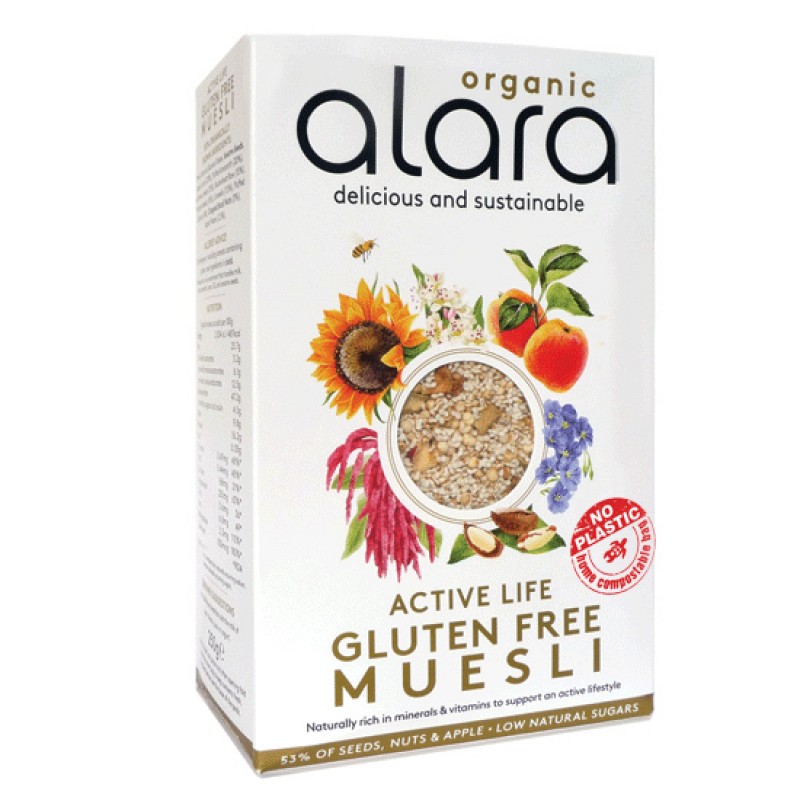 Βιολογικό μούσλι ACTIVE χωρίς γλουτένη 250gr ALARA