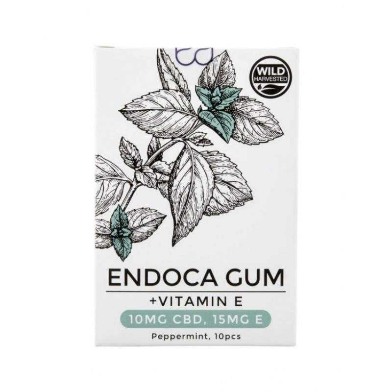 Βιολογικές μαστιχες GUM CBD 10mg + 15mg Vit E για Άγχος και Στρες χωρίς ζάχαρη 30gr ENDOCA 