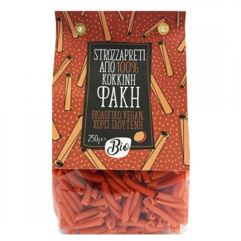 Βιολογικά ζυμαρικό Strozzapreti κόκκινης φακής 250gr χωρίς γλουτενη Greenbay 
