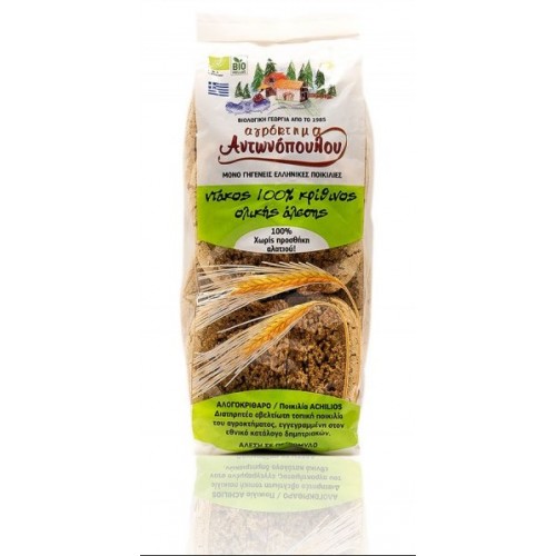Βιολογικός Ντάκος κρίθινος ολικής άλεσης 400 gr Αγρόκτημα Αντωνόπουλου 