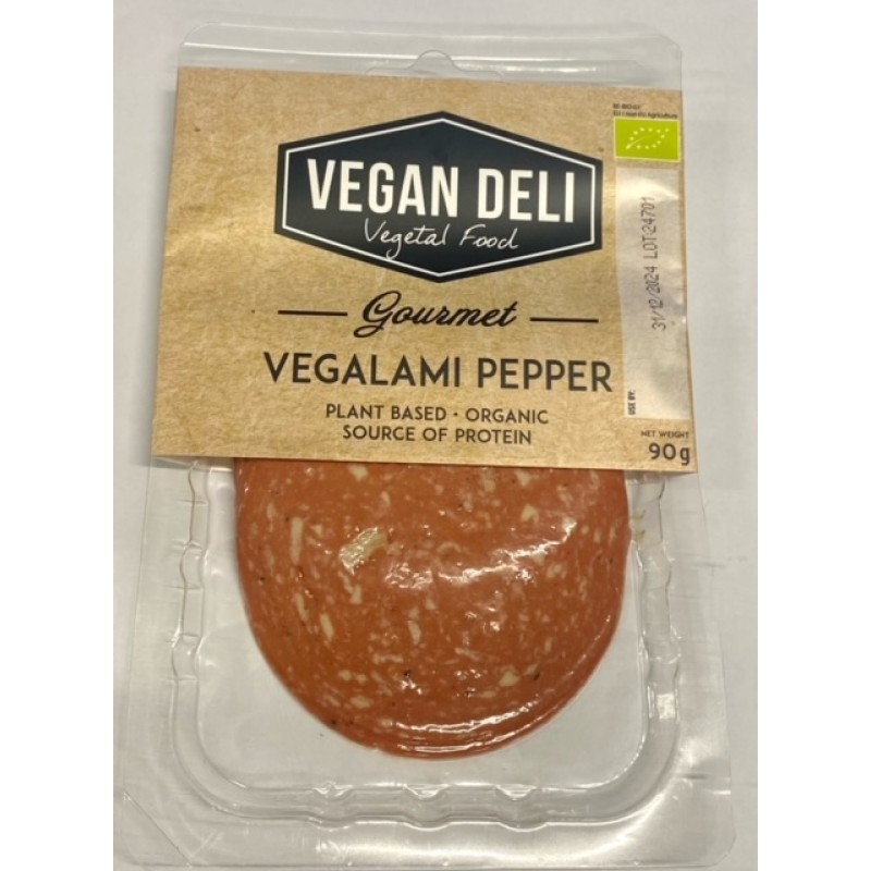 Βιολογικό Vegan Σαλάμι με πρωτεΐνη αρακά και μαύρο πιπέρι 90gr VEGAN DELI 