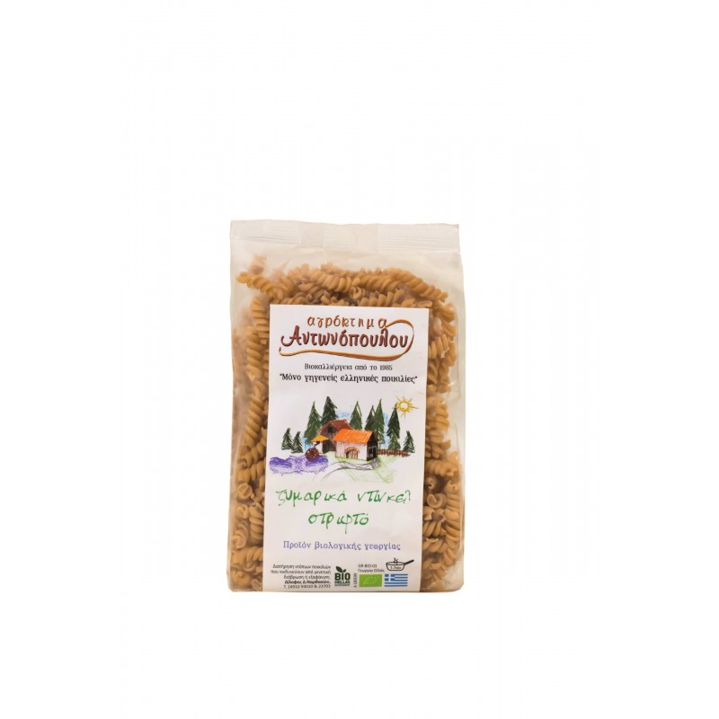 Βιολογικό ζυμαρικό στριφτό ντίγκελ λευκό 400gr Αγρόκτημα Αντωνόπουλου 