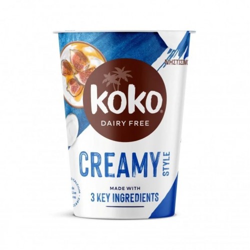 Επιδόρπιο καρύδας koko creamy με προσθήκη ασβεστίου, D3 και B12 με ζωντανές καλλιέργειες, χωρίς αλάτι και χωρίς γλουτένη νηστίσιμο 350g