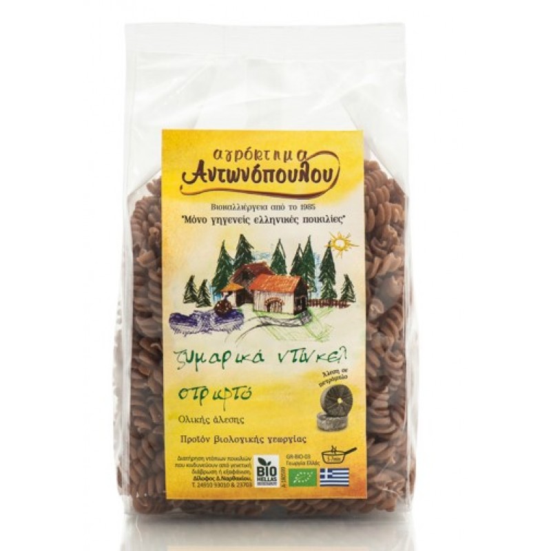 Βιολογικό ζυμαρικό Στριφτό Ντίνκελ Ολικής 400gr Αγρόκτημα Αντωνόπουλου