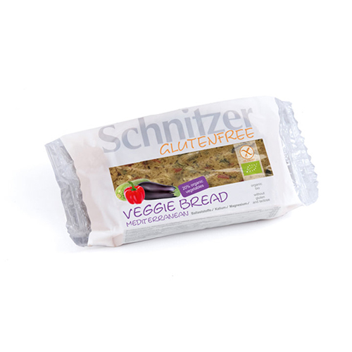 Βιολογικό Ψωμί για χορτοφάγους (Μεσογειακό) χωρίς γλουτένη, σιτάρι, μαγιά & λακτόζη "Schnitzer" 125gr