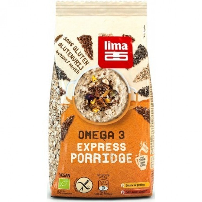 Βιολογικός χυλός Βρώμης (porridge) με Ω3 vegan χωρίς γλουτένη "Lima" 350gr Βιολογικός χυλός Βρώμης (porridge) με Ω3 vegan χωρίς γλουτένη "Lima" 350gr