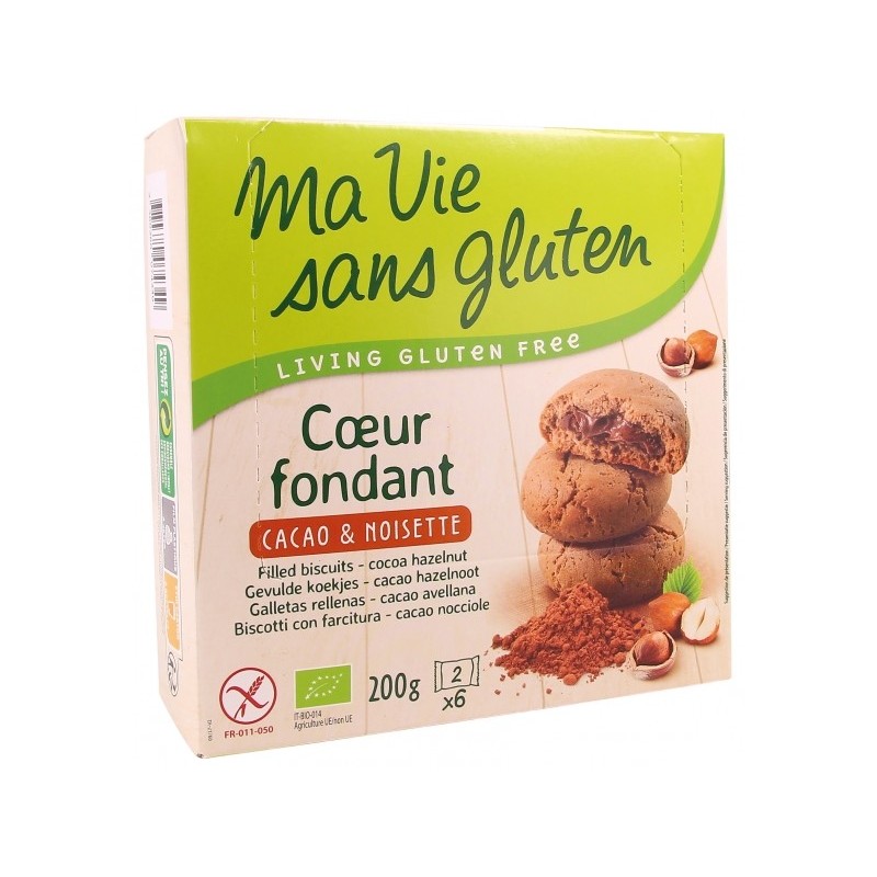 Βιολογικά μπισκοτάκια με γέμιση κακάο & φουντούκια χωρίς γλουτένη "Ma vie sans gluten" 200gr